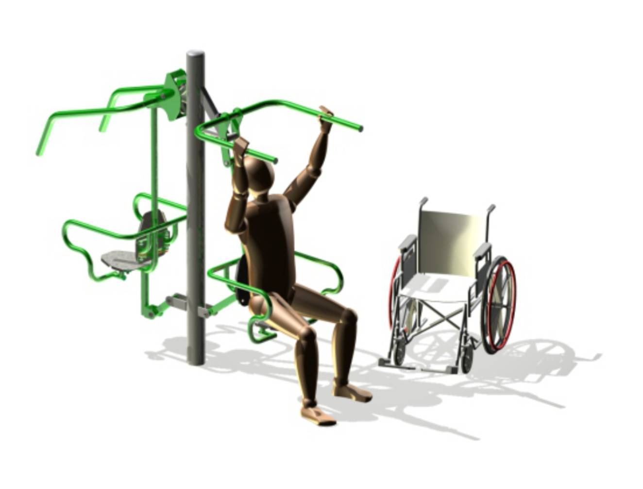 Équipement gym plein air: presse assise + tirage supérieur pmr